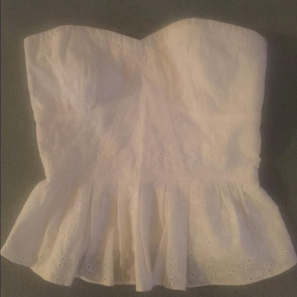 NEW St. Tropez white bustier ruffle top
